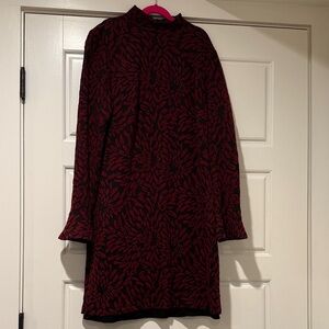 Hutch Chic Black and Red Patterned Long Sleeve Dress